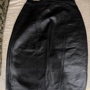 Elegant Black Leather Skirt with slit on back